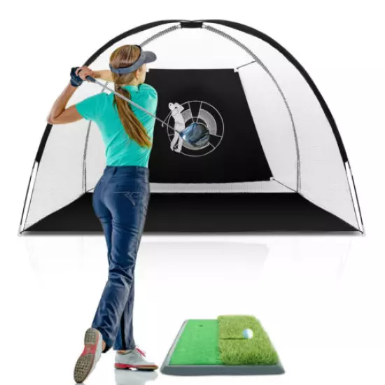 Gymax Portable 10 Golf Practice Set Golf Hitting Net Cage W Target Bag Ball