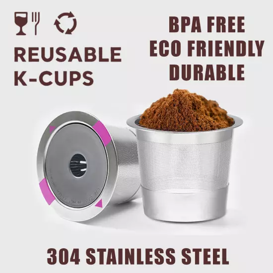 2x Reusable K Cups Coffee Pod Filters 100% Steel for Keurig 1.0 & 2.0 (2-Pack)