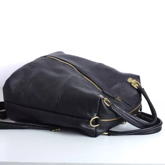 New Designer Cowhide Leather Backpack Women's Black Leather Handbags Travel Bag