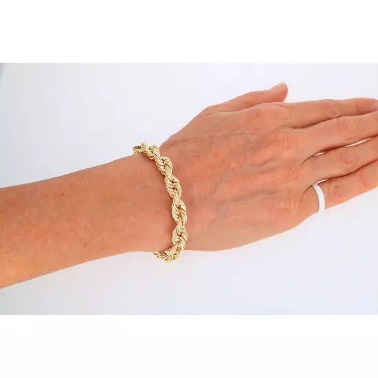 10K Yellow Gold Rope Diamond Cut Mens Chain Bracelet 8" -9" 6mm 7mm 8mm 9mm 10mm