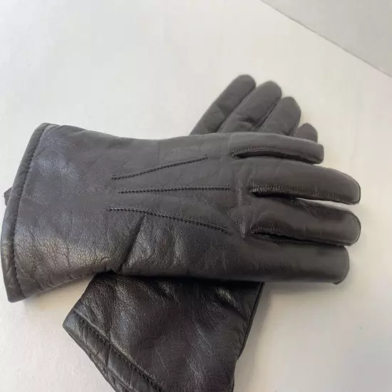 Ladies Soft Brown Cow Hide Leather Driving Gloves