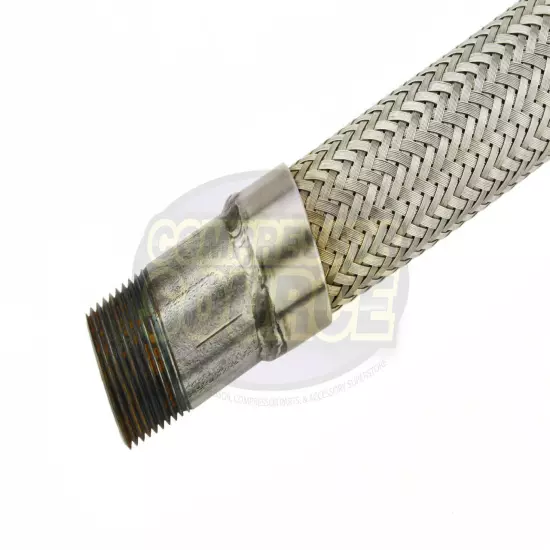 1" x 18" Stainless Steel Compressed Air Line Metal Flex Hose Compressor Tube