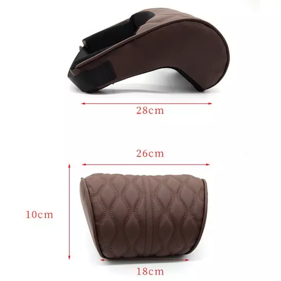 Memory Foam Car Neck Pillow PU Leather Auto Seat Lumbar Support Headrest Cushion