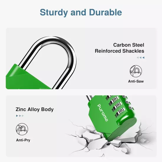 1 Pack Combination Lock 4 Digit Locker Lock Outdoor Waterproof Padlock for Schoo