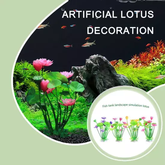 Artificial ,Lotus Decoration Aquarium Water Grass Decor Fish Tank Lan