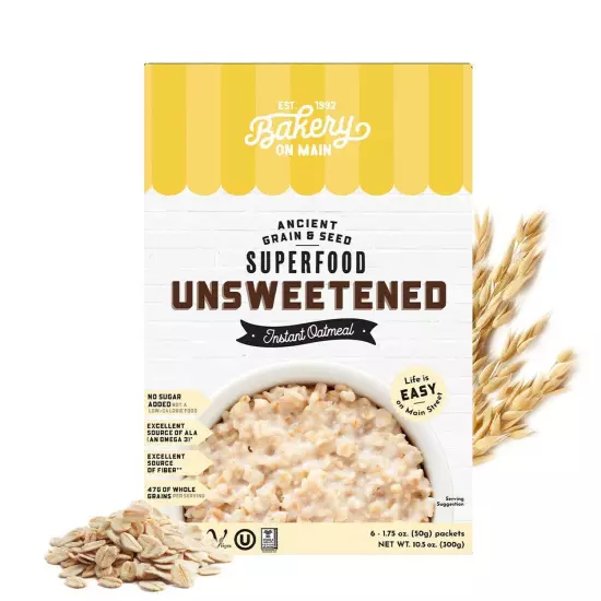 Bakery On Main, Gluten-Free Instant Oatmeal, Vegan & Non GMO - Unsweetened, 1...