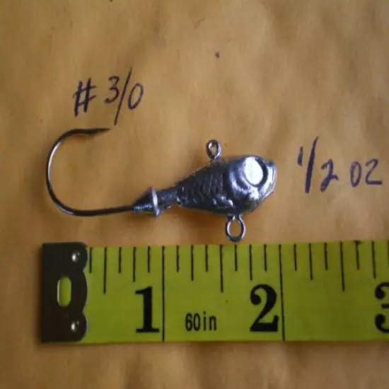 27 PCS. ULTRA MINNOW JIG LURE 5/8,1/2,3/8 OZ. #3/0 WITH TWO EYES/UNPAINTED 9 EA.