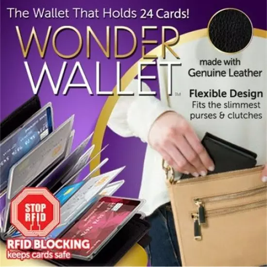 3 Pcs Original Wonder Wallet Amazing Thin Slim RFID Leather Wallet As Seen on TV