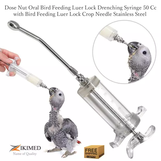 Bird Feeding Essentials: 50cc Glass Syringe with 11-Piece Crop Curved Needle Set