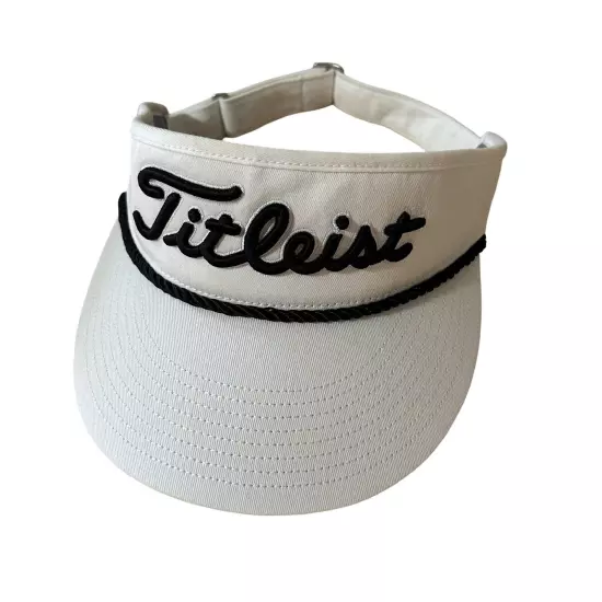 Titleist Rope Visor White W/ Black Lettering Black Rope Unisex Adjustable Strap