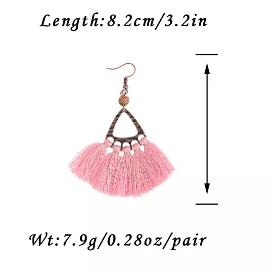 Fashion Women Bohemian Earrings Long Tassel Fringe Drop Dangle Ear Stud Jewelry