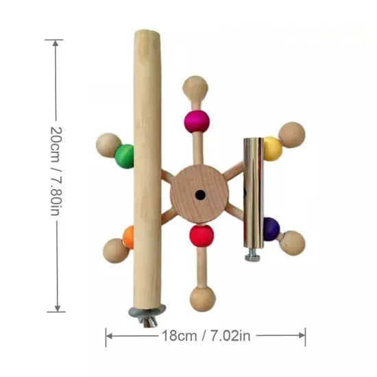 Parrot Toy With Rotating Balls Wood Interactive Bird Stand Parrot Foraging✧