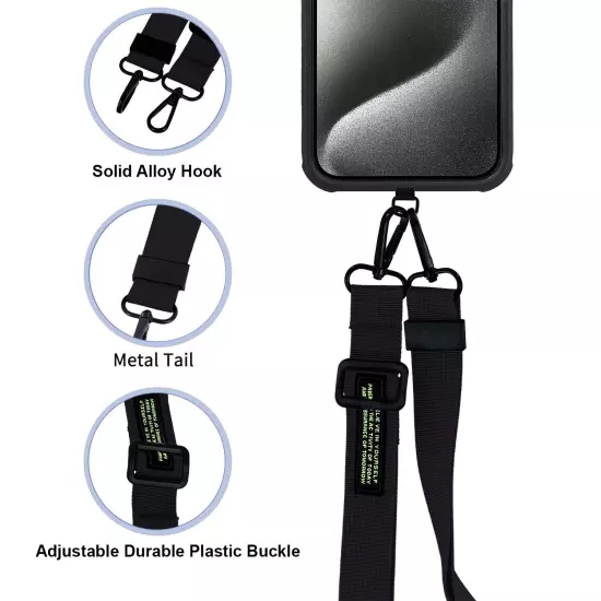 Phone Lanyard Nylon Adjustable Neck Strap + Pad Compatible with All Smartphone