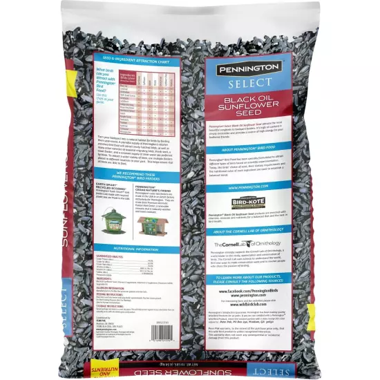 Pennington Select Black Oil Sunflower Seed Wild Bird Feed 10, 20 & 40 Lb Bag