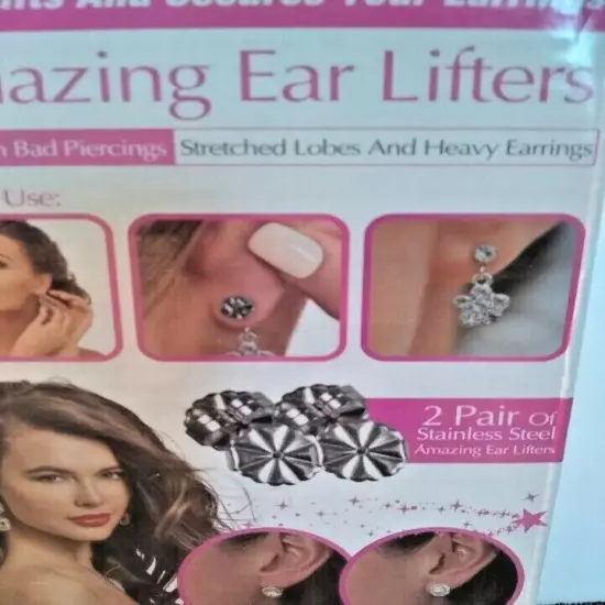 Amazing Ear Lifters 2 Pairs Stainless Steel Includes Storage Case