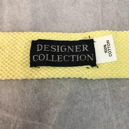 Designer Collection Knit Sock Neck Tie Square Skinny Yellow Cotton 2 Inches Wide