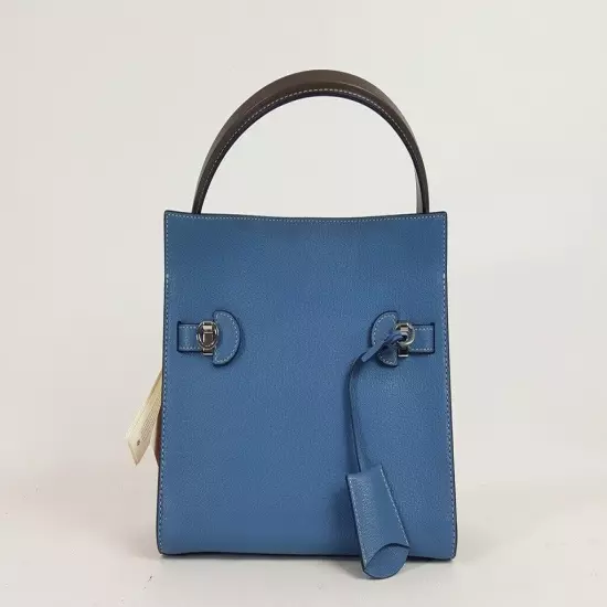 TORY BURCH Blue Leather Lee Radziwill Small Double Bag Handbag NWTS