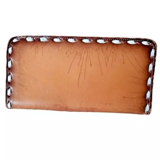 Tony Lama Tooled Brown Leather Wallet Southwestern Cowboy