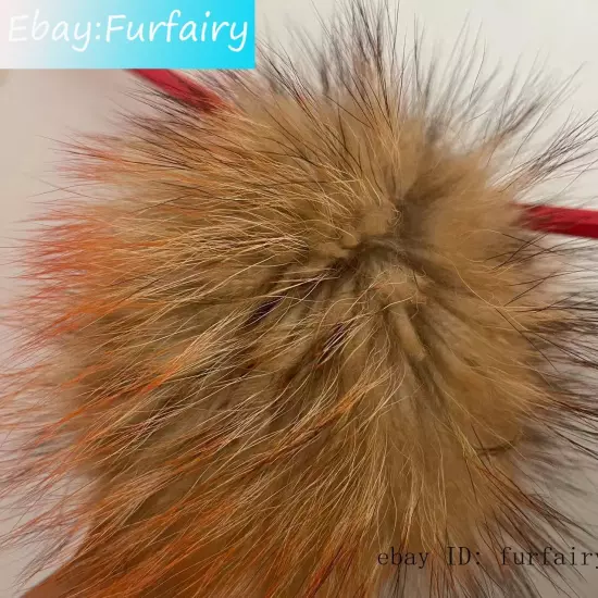 Large Real Raccoon Fur Ball Keychain Fox Fur Bag Charm Pendant Snap Button