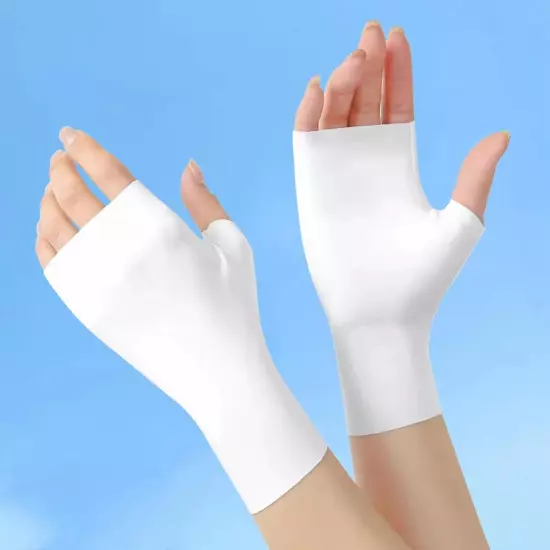 Women Fingerless Sun Protection Gloves Half Finger Sunscreen Anti-UV Gloves Soft