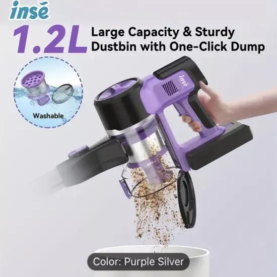 INSE S10 Cordless Vacuum For Pet Hair Power Saving with 26Kpa Powerful Suction