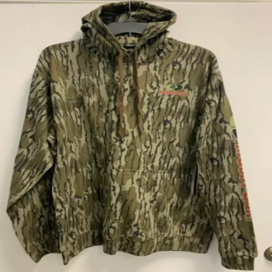 Mossy Oak Bottomland Camo Men's CVC Long Sleeve Hunting Hoodie - Red Logo