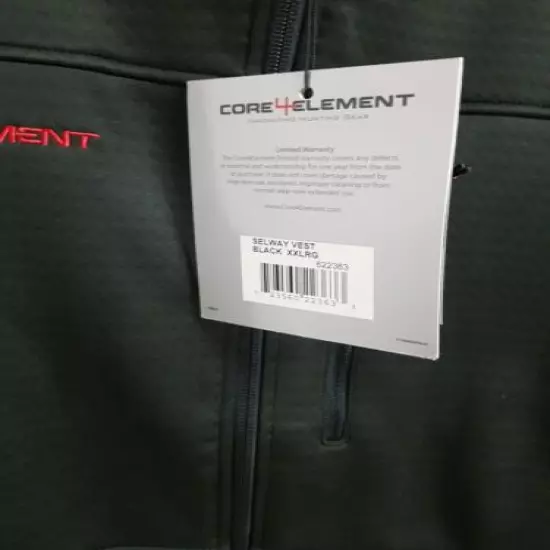 EASTON Core4Element FULL ZIP SELWAY VEST - 2XLARGE- BLACK