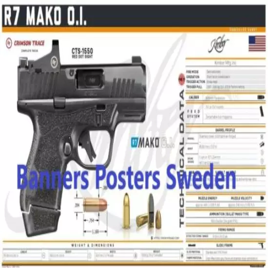 KIMBER R7 MAKO Banner Poster 3x5ft Flag Parts Pistol Tactical AR Rifle 737 Gun