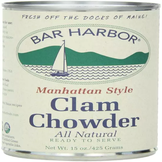 Bar Harbor Manhattan Clam Chowder - Premium Seafood 15 Ounce (Pack of 6) 