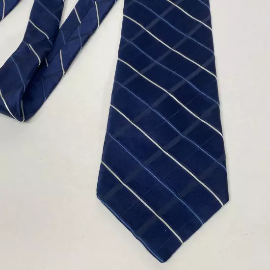 DKNY Blue 100% Silk Men’s Neck Tie Geometric Classic Adult Size Made In USA S66