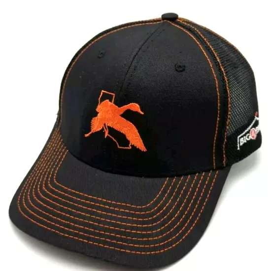 CALIFORNIA WATERFOWL hat black adjustable cap - mesh back orange logo