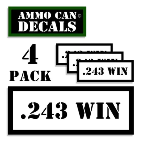 243 WIN Ammo Can Decals Ammunition Ammo Can Labels for .243 Caliber Ammo WT