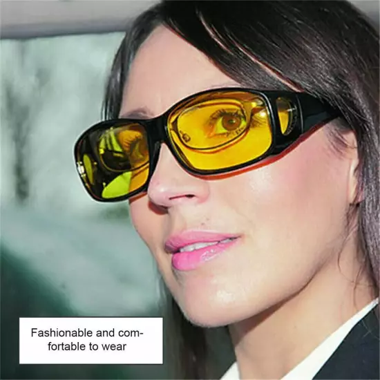 Night Driving Glasses HD Anti Glare Vision Polarized Yellow Lens Tinted Unisexs