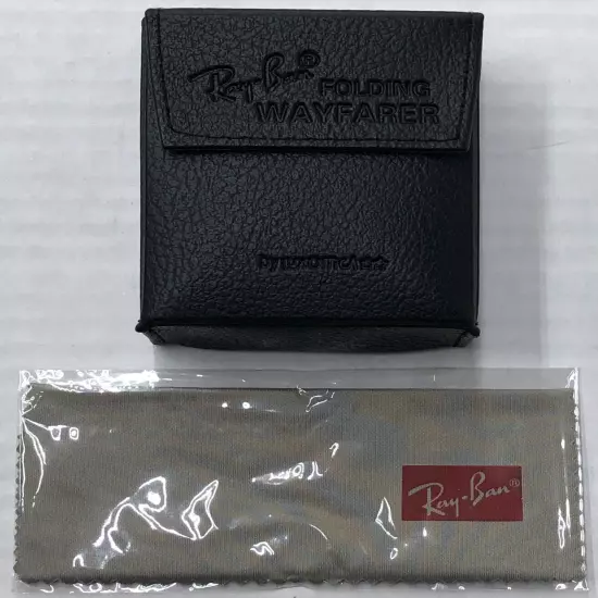 New Ray Ban Black Wayfarer Folding Sunglasses Case w/ cleaning cloth