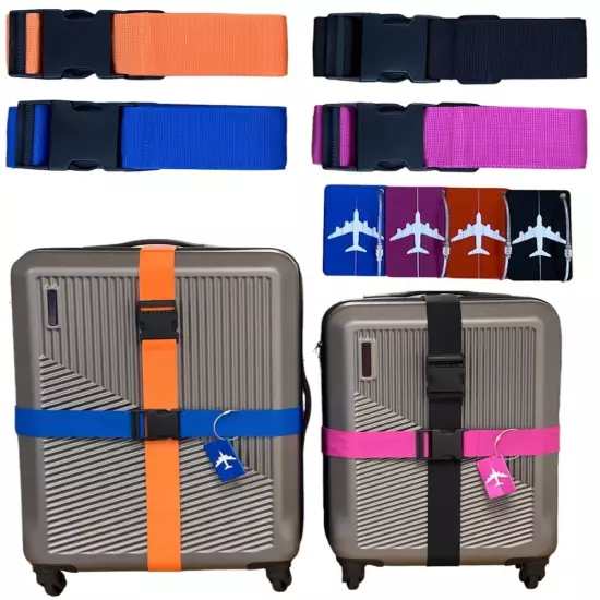 Variety4all 8 Pack Luggage Set, 4 Pack Straps and 4 Pack ID Tags, Heavy-Duty 79"