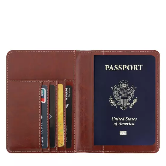 Anti-Theft RFID Blocking Leather Passport Holder ID Credit Card Cover Wallet USA