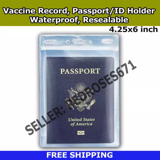 Vaccine Record, Passport/ID Holder, Waterproof, Resealable (New)