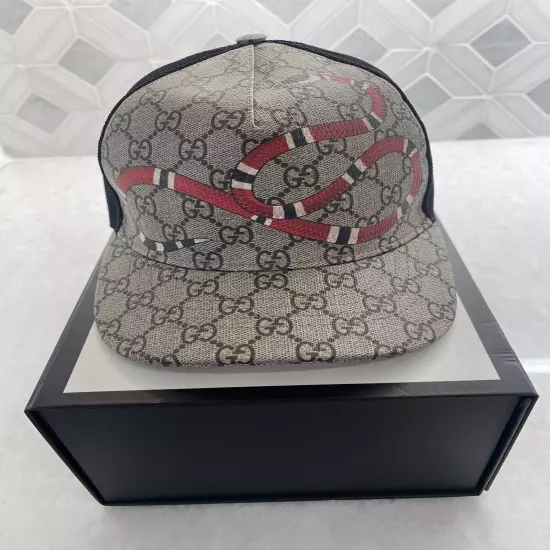 Gucci Kingsnake GG Supreme Monogram Trucker Hat