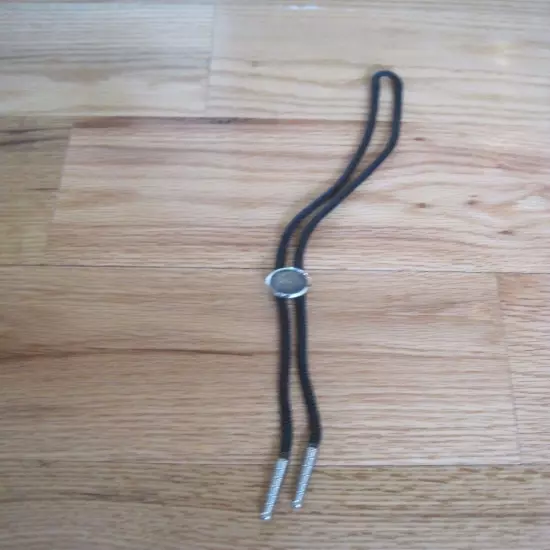 Black Nylon Bolo Tie--Silver Dime