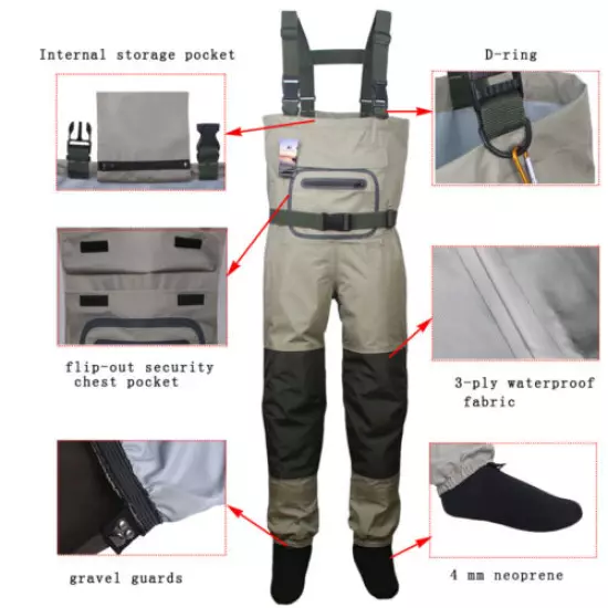 Fly Fishing Stocking Foot Wader Affordable Breathable Waterproof Chest Waders