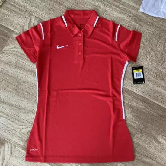 Nike Dri Fit womens polo shirt size small RED ***new with tags $40