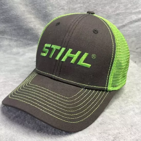 STIHL Chainsaws Cap Green Gray Embroidered Outdoor Apparel Trucker Hat Snapback