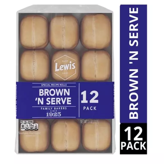 2 PACKS! LIMITED TIME DEAL! Lewis Bake Shop Brown ‘N Serve Rolls 12 Ct.