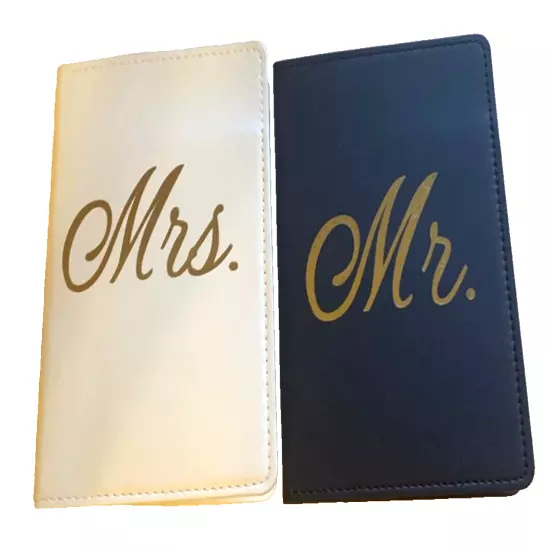 Mr & Mrs Passport Holder White and Black Set.