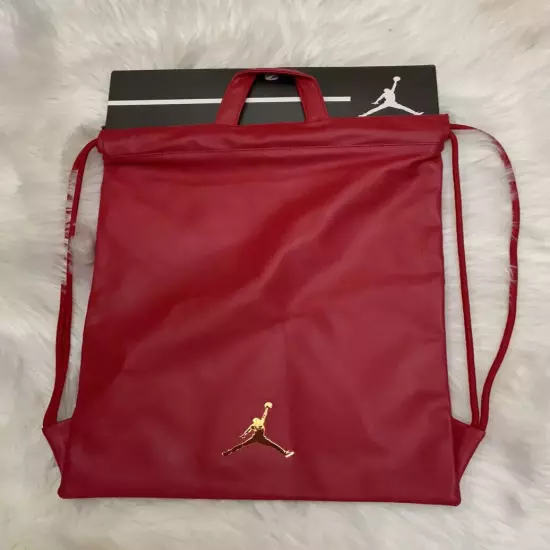 Nike Jordan Jumpman Unisex Faux Red Leather Drawstring Sack Pack 9A0191 R78 NEW