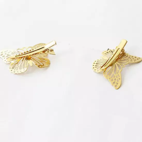 Elegant Women Gold Butterfly Hair Clip Hairpin Wedding Barrette Accessories