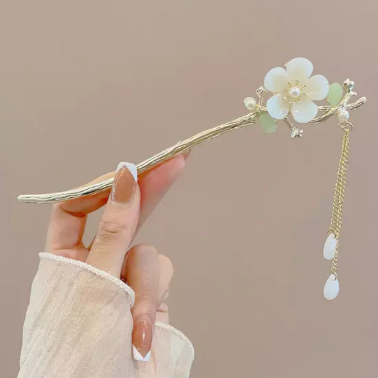 Chinese Style Retro Flower Tassel Hairpin Simple Hair Sticks Hair Accessorie WY4