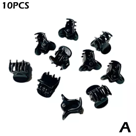 10pcs Black Mini Hair Clips Small Hair Claw Hair Clamps 1.5cm Hair Plastic