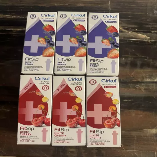 6 Pcs Cirkul Fit Sip Cartridges Mixed Berry & White Cherry