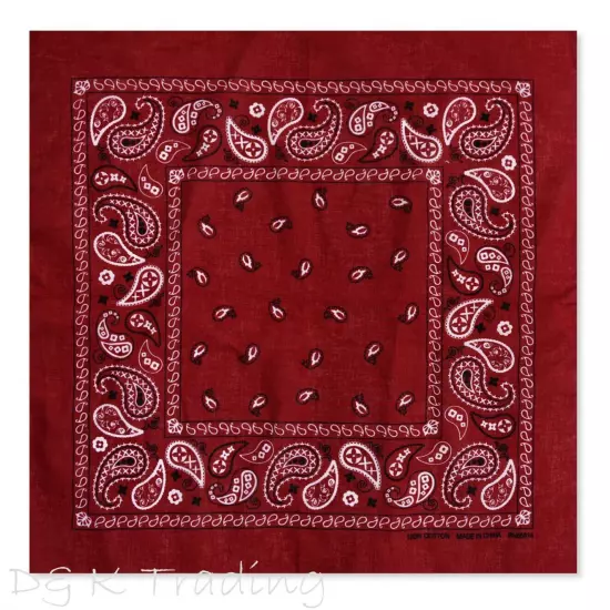 108 Pack Unisex Wholesale Paisley 100% Cotton Double Sided Print Bandanas Bulk